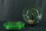 9 Green Depression Glass Plates