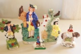 4 Pieces Of Staffordshire Figurines & Metal Horse