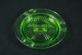 Green Depression Glass Ashtray With Match Holder