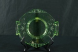 Green Depression Glass Etched Plate
