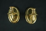 Pair Of Brass Candle Wall Sconces