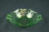 Green Depression Glass Handled Bowl