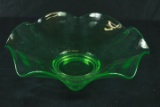 Green Depression Glass Fluted Bowl