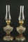 Pair Of Antique Convered Oil Lamps