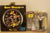 Jimmy Johnson Action Figure & Rusty Wallace Clock