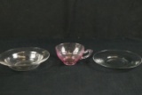 Heisey Lavender Glass Cup, Heisey Plate, Heisey Bowl