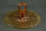 Amber Glass Center Handled Plate