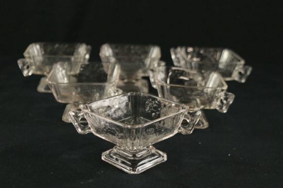 6 Pressed Glass Dessert Bowls