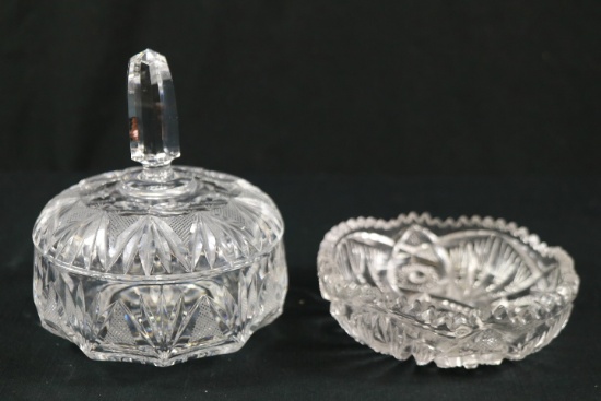 Crystal Candy Dish & Pressed Glass Bowl