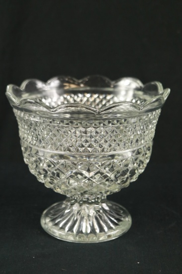 Pressed Glass Pedestal Bowl