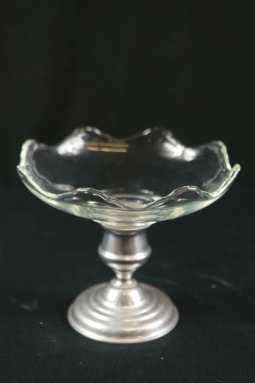 Silver Plated & Glass Pedestal Bowl
