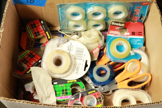 Box of Assorted Tape and Scissors