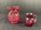 2 pc Rose Colored Glass