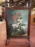 Victorian East Lake Fire Screen with Double Sided Oil Paint
