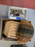 Box of Baskets & Misc. Stained glass