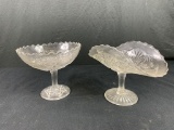 2 Glass Candy Dishes on Pedestal