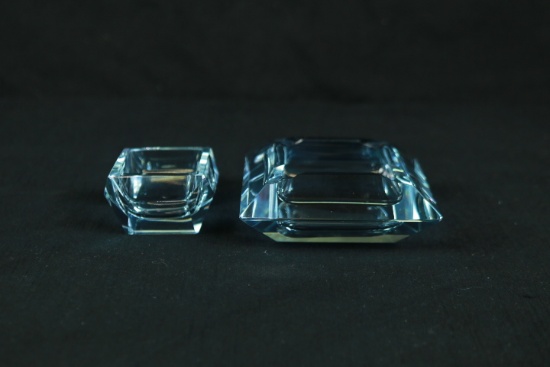 Aqua Colored two Piece ashtray Set