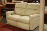 White Leather Electric Reclining Loveseat
