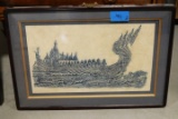 2 Asian Rubbings Framed