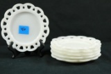 6 Milk Glass Lace Plates