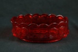 Coin Dot Ruby Glass Oval Bowl