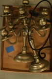 2 Boxes of Glassware & Metal Candle sticks