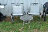 2 Patio Rockers with Glass Top Table