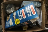 Box of Misc. Staples, Fiber Glass Repair Kit & More