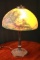 1920's Reverse Painted Lamp With Metal Base