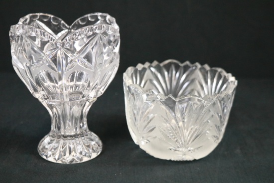 2 Pressed Glass Bowl & Vase