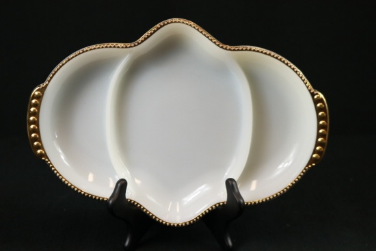 Fire King Divided Tray Trimmed With Gold