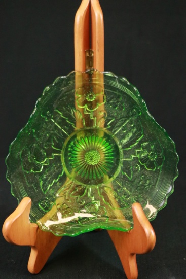 Green Depression Glass Plate