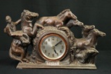 Metal Clock With Horses