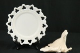 Piece Of Coral & Reticulated Milk Glass Plate