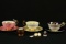 3 Cups & Saucers, Set Of Cufflinks, & Fenton Thimble