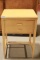 Blonde Oak Sewing Cabinet With Domestic Sewing Machine