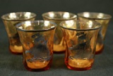 5 Silver Overlay Amber Cups