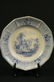 English Blueware Plate