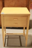 Blonde Oak Sewing Cabinet With Domestic Sewing Machine