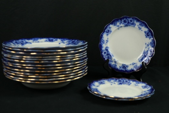 16 Royal Doulton " Sutherland" Flow Blue Plates