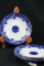 5 Geneva Flow Blue New Warf Pottery Plates