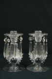 Pair Of Crystal Candle Sticks With Prisms