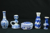5 Pieces of Assorted Asian Blue Ware