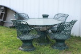 Glass Top Patio Table & 4 Chairs