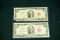 2 Red Seal U.S. 2 Dollar Bills