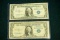 2 Silver Certificate Blue Seal Dollar Bills