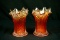 Pair of Carnival Glass Fluted Vases