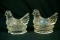 2 Glass Chicken Candy Containers