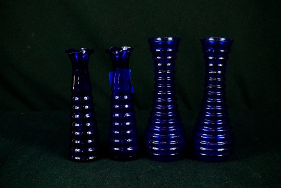 4 Cobalt Vases