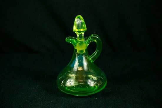 Green Depression Glass Vinegar Cruet